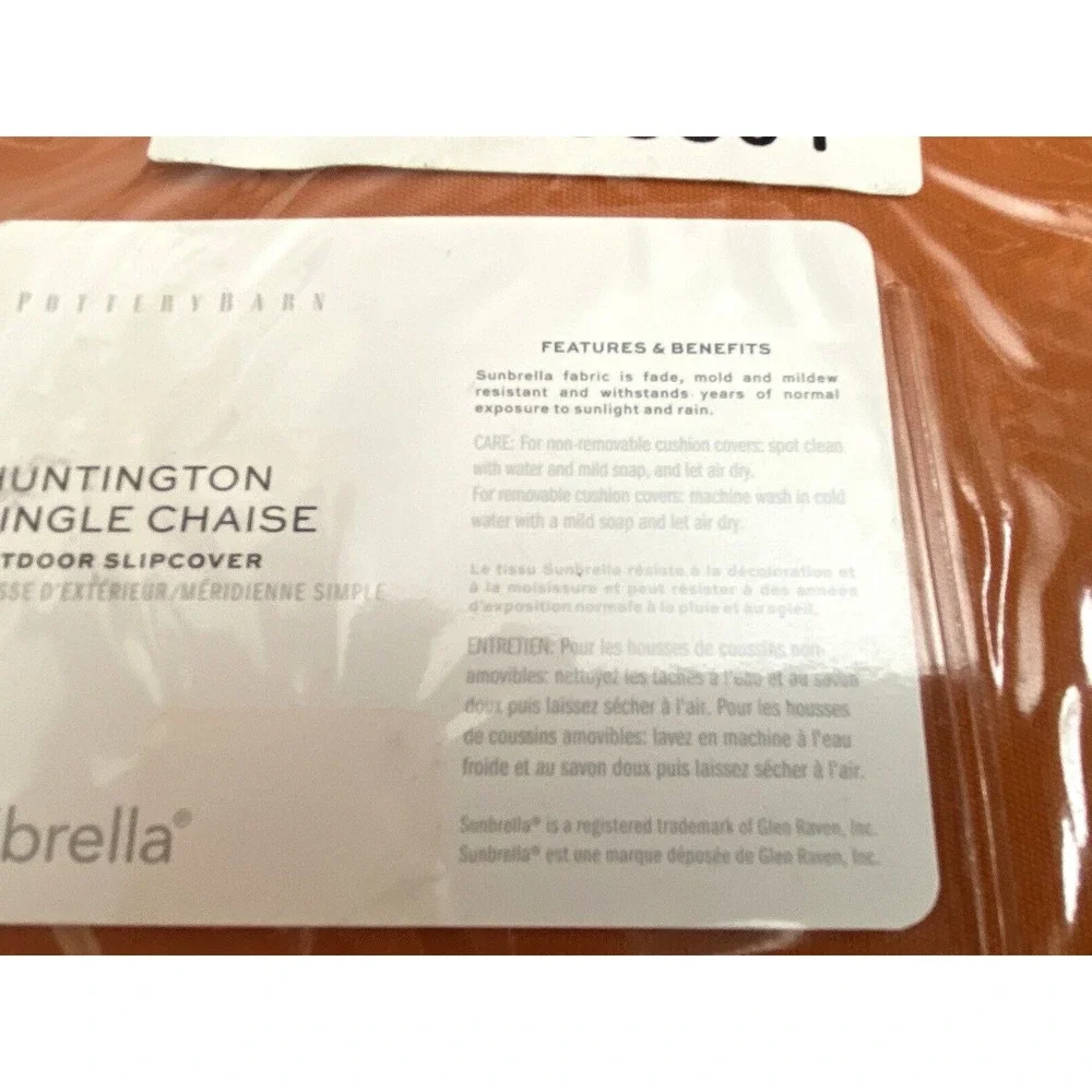 Pottery Barn Huntington Single Chaise Sunbrella Outdoor Slipcover Tuscan Orange